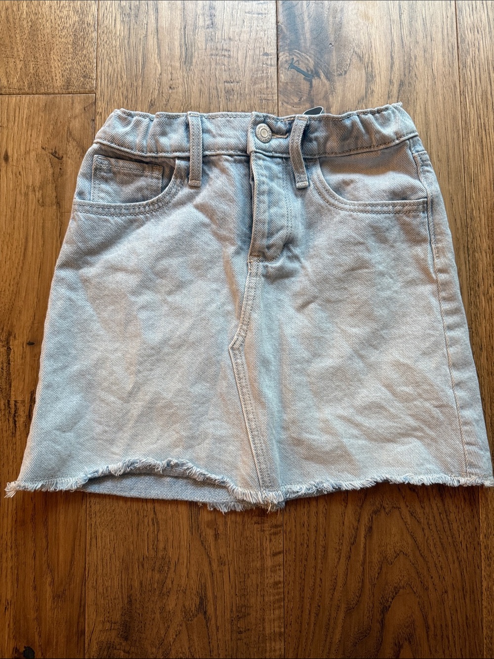 Old Navy Light Blue Denim Mini Skirt with Frayed Hem